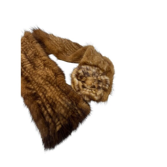 Ophelie Hats Brown Knitted Real Mink Fur Scarf Neck Warmer or headband main image 8